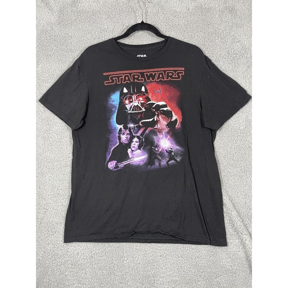 Fifth Sun Star Wars Graphic T-Shirt Mens L Black Luke Leia Darth Vader Movies